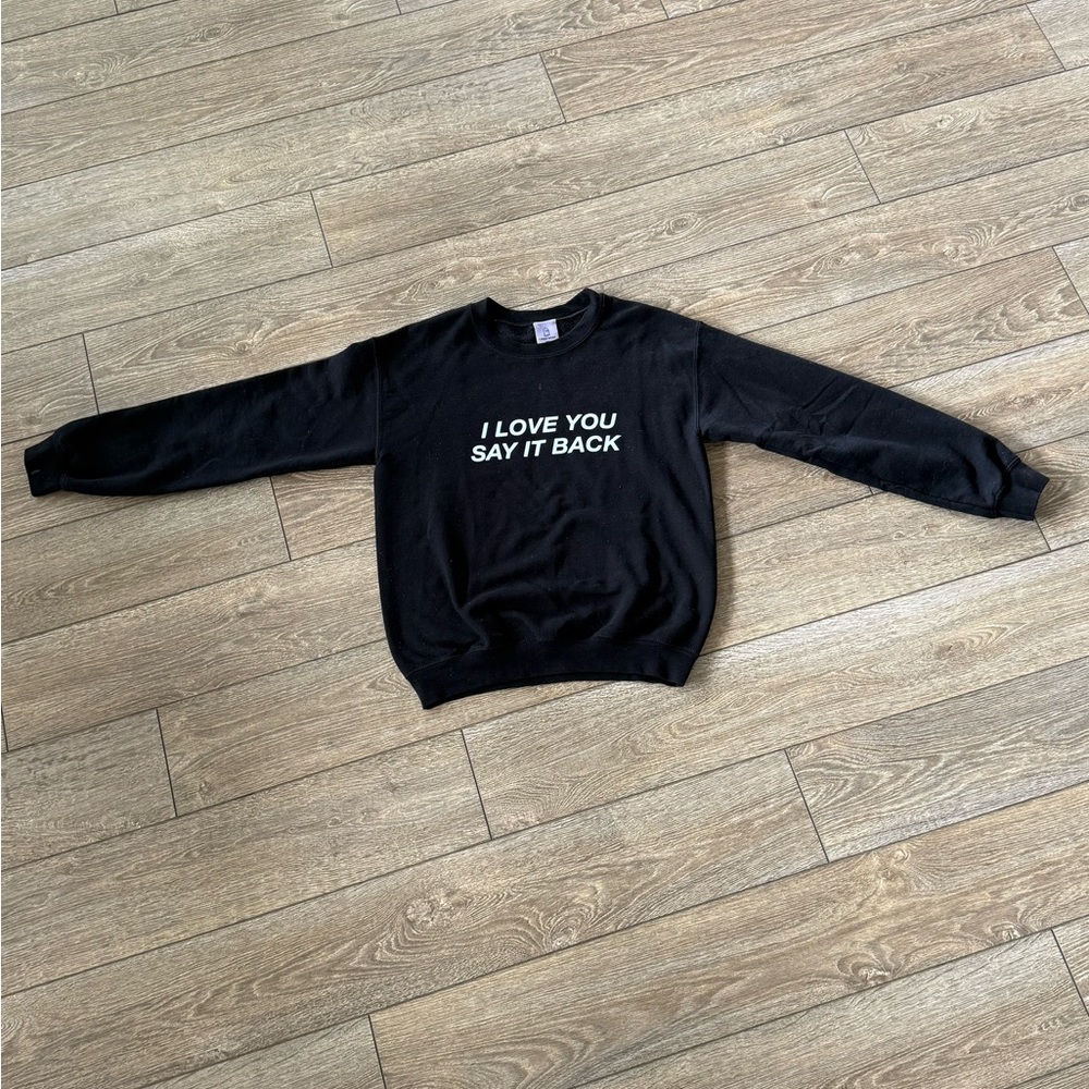 LONELY GHOST Black Crewneck Sweater Soft Cotton Casual